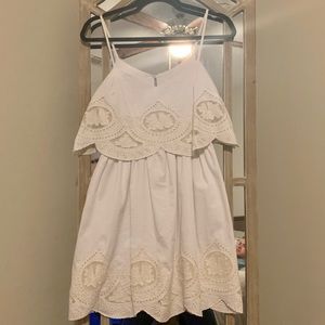 White Above the Knee Sundress with Lace Detail